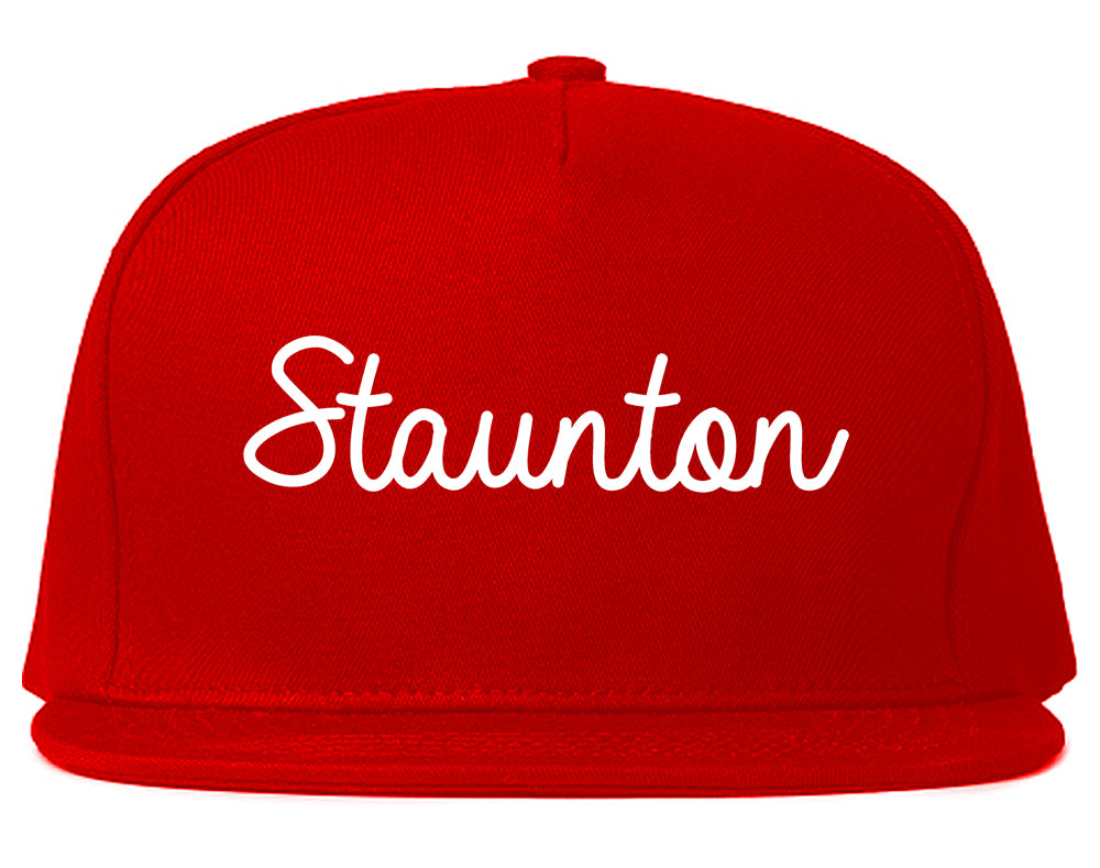 Staunton Illinois IL Script Mens Snapback Hat Red