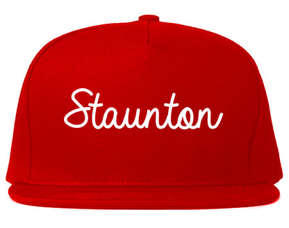 Staunton Illinois IL Script Mens Snapback Hat Red
