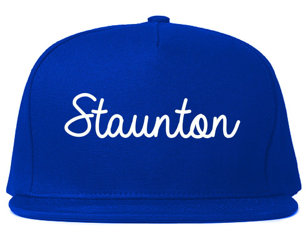 Staunton Illinois IL Script Mens Snapback Hat Royal Blue