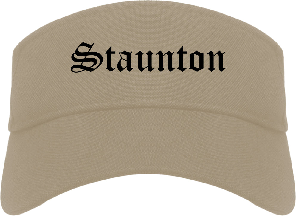 Staunton Illinois IL Old English Mens Visor Cap Hat Khaki
