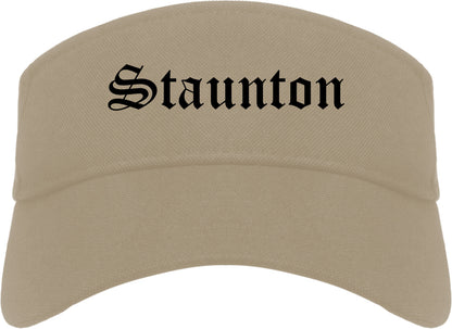 Staunton Illinois IL Old English Mens Visor Cap Hat Khaki