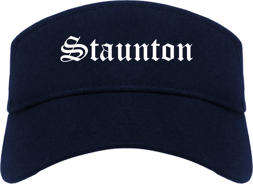 Staunton Illinois IL Old English Mens Visor Cap Hat Navy Blue
