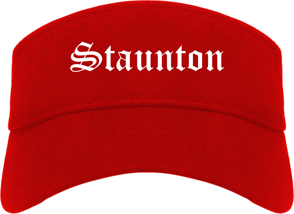Staunton Illinois IL Old English Mens Visor Cap Hat Red