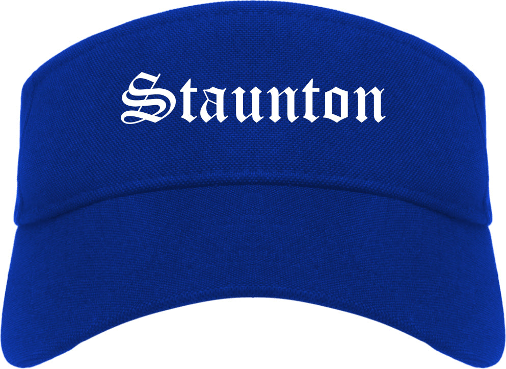 Staunton Illinois IL Old English Mens Visor Cap Hat Royal Blue