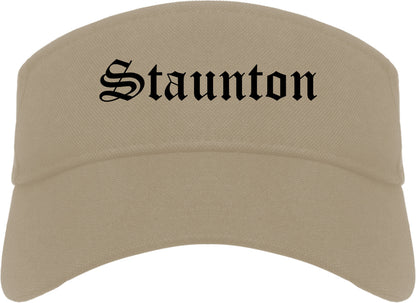 Staunton Virginia VA Old English Mens Visor Cap Hat Khaki