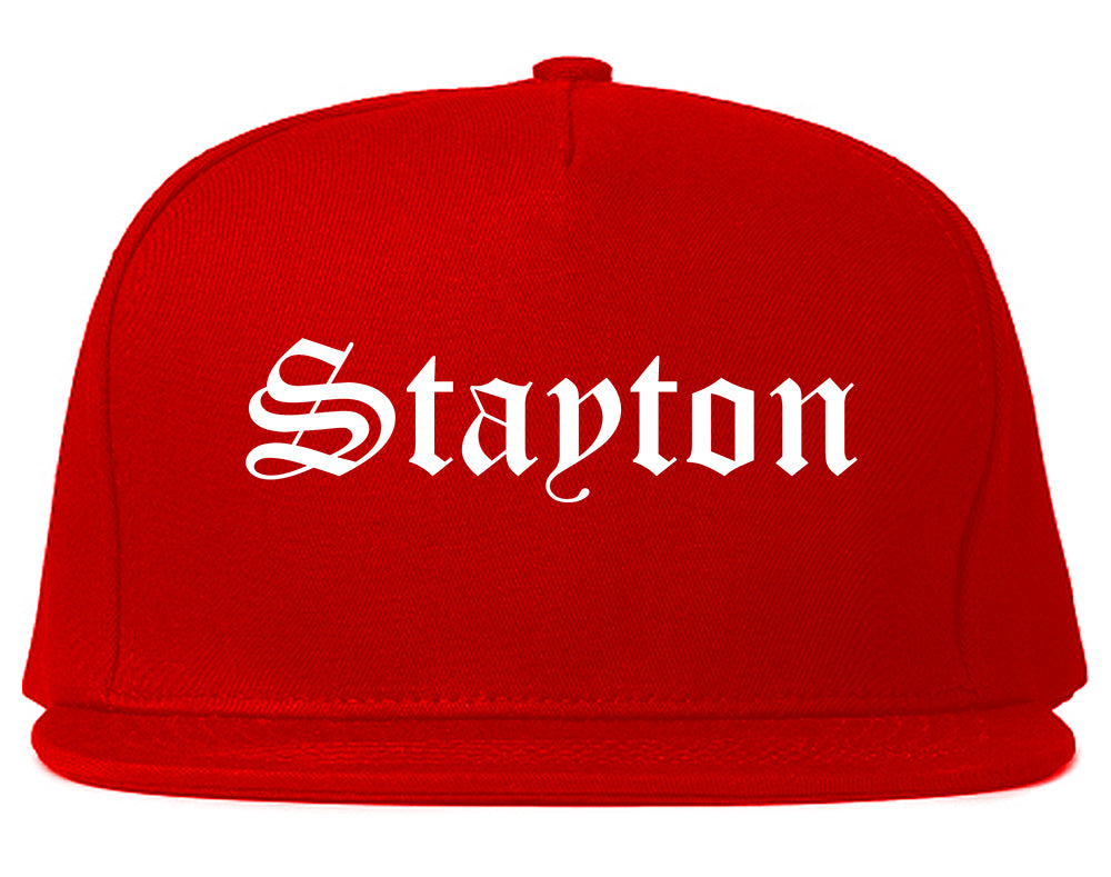 Stayton Oregon OR Old English Mens Snapback Hat Red