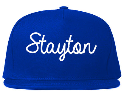 Stayton Oregon OR Script Mens Snapback Hat Royal Blue