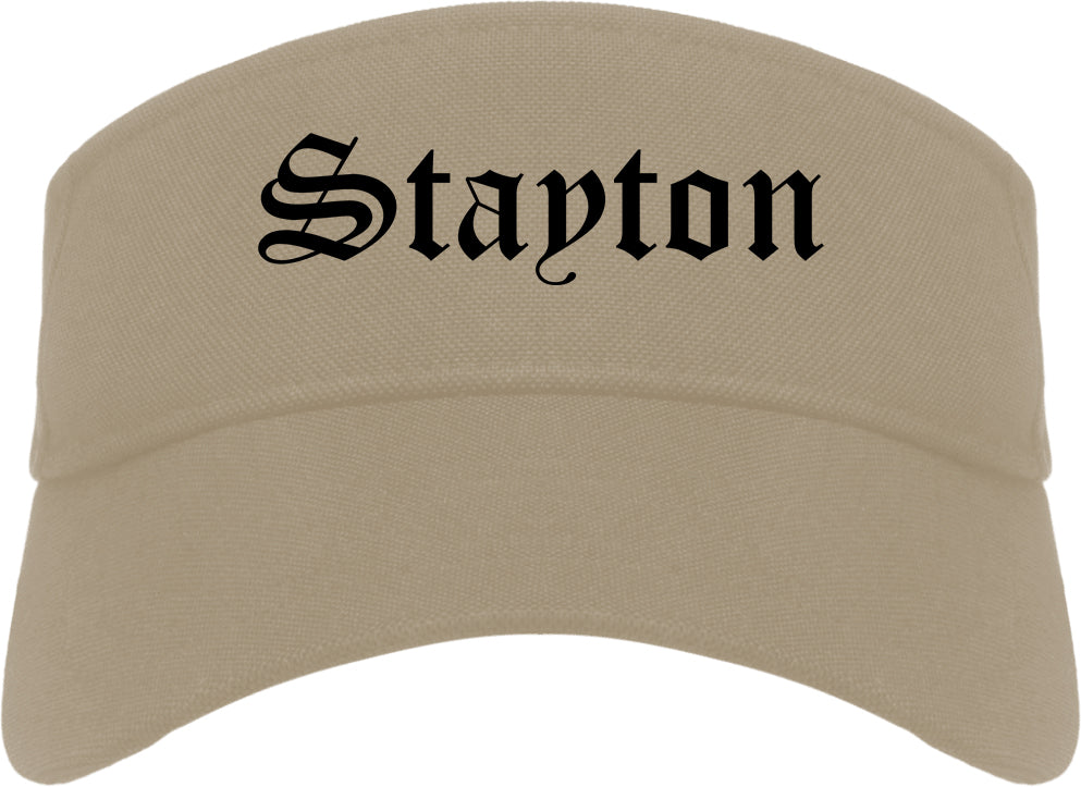 Stayton Oregon OR Old English Mens Visor Cap Hat Khaki