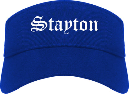 Stayton Oregon OR Old English Mens Visor Cap Hat Royal Blue