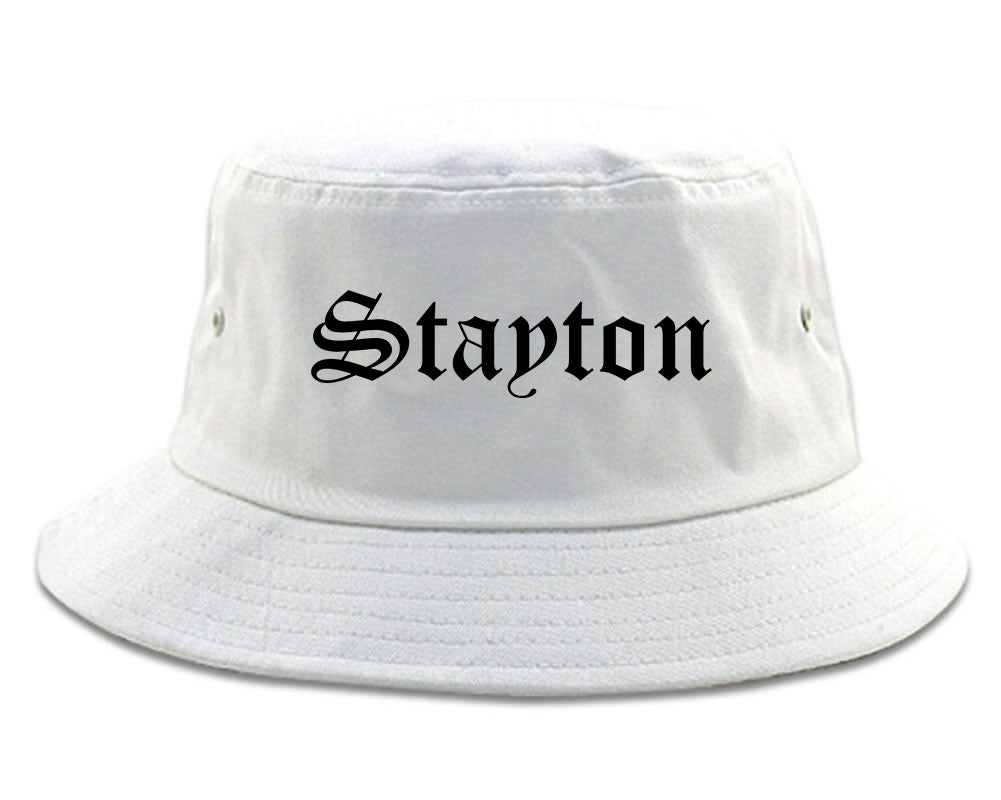 Stayton Oregon OR Old English Mens Bucket Hat White