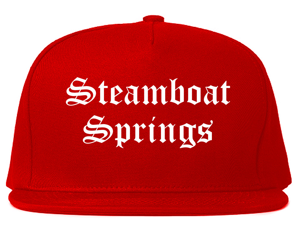 Steamboat Springs Colorado CO Old English Mens Snapback Hat Red