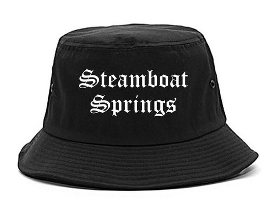 Steamboat Springs Colorado CO Old English Mens Bucket Hat Black
