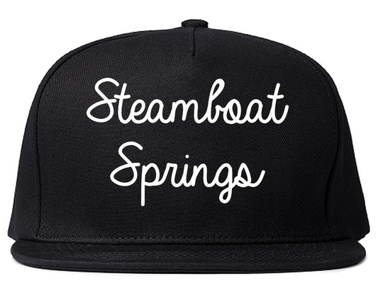 Steamboat Springs Colorado CO Script Mens Snapback Hat Black
