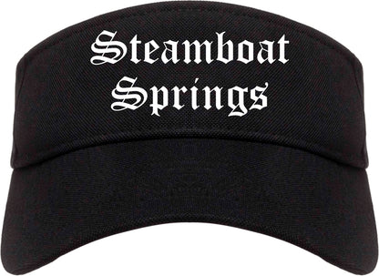 Steamboat Springs Colorado CO Old English Mens Visor Cap Hat Black