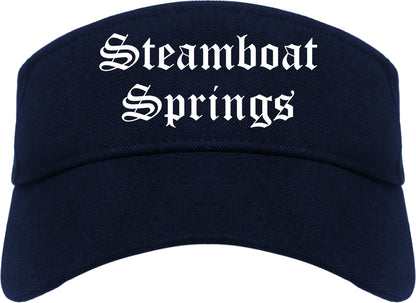 Steamboat Springs Colorado CO Old English Mens Visor Cap Hat Navy Blue