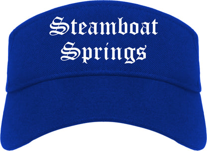 Steamboat Springs Colorado CO Old English Mens Visor Cap Hat Royal Blue