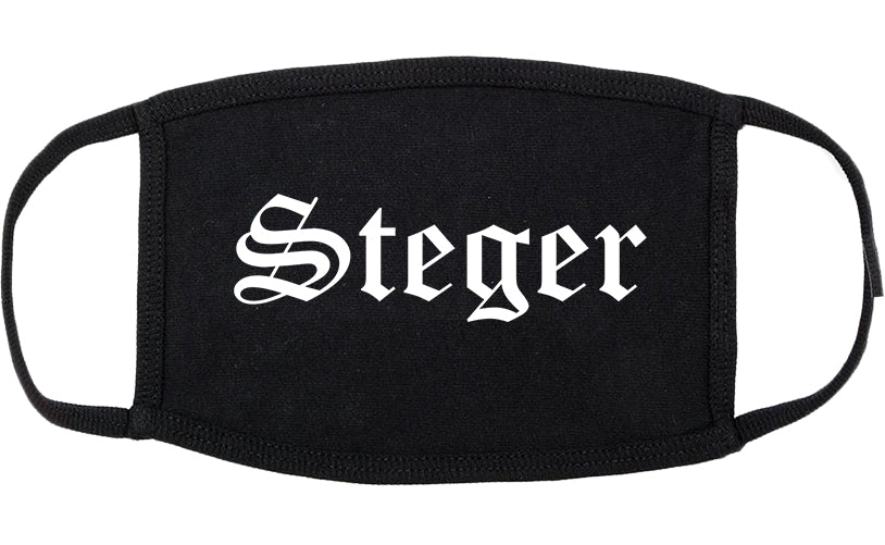 Steger Illinois IL Old English Cotton Face Mask Black