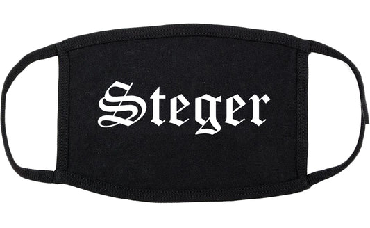 Steger Illinois IL Old English Cotton Face Mask Black