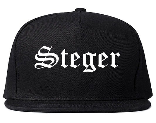Steger Illinois IL Old English Mens Snapback Hat Black