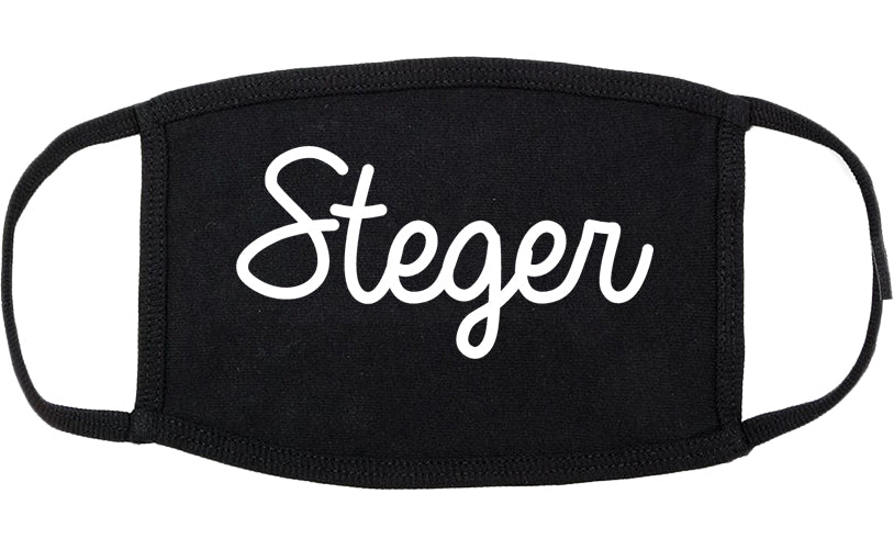 Steger Illinois IL Script Cotton Face Mask Black