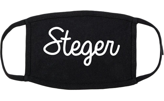 Steger Illinois IL Script Cotton Face Mask Black