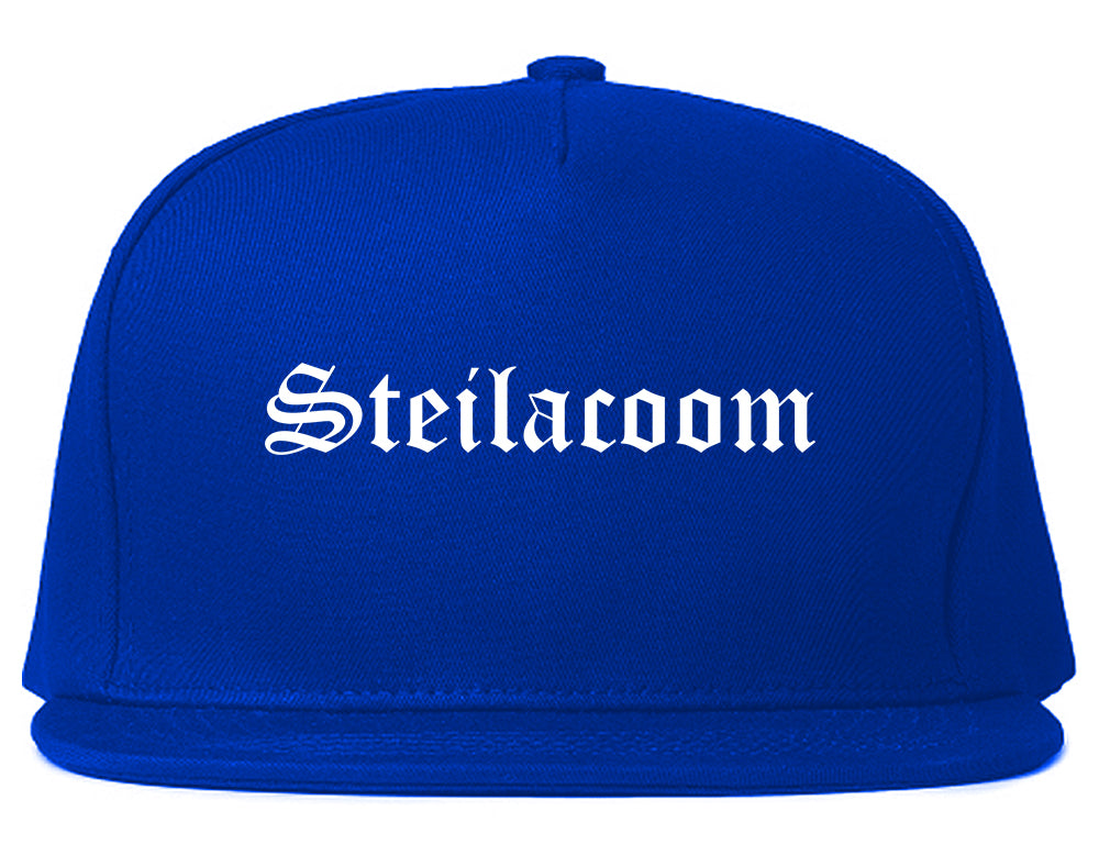 Steilacoom Washington WA Old English Mens Snapback Hat Royal Blue