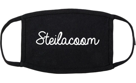 Steilacoom Washington WA Script Cotton Face Mask Black