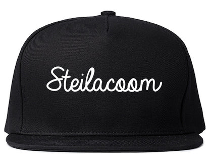 Steilacoom Washington WA Script Mens Snapback Hat Black