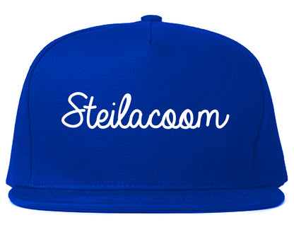 Steilacoom Washington WA Script Mens Snapback Hat Royal Blue