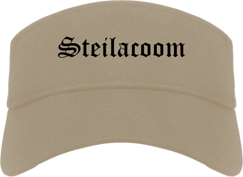 Steilacoom Washington WA Old English Mens Visor Cap Hat Khaki