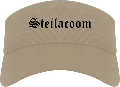 Steilacoom Washington WA Old English Mens Visor Cap Hat Khaki