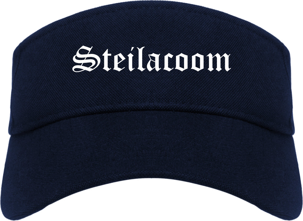 Steilacoom Washington WA Old English Mens Visor Cap Hat Navy Blue