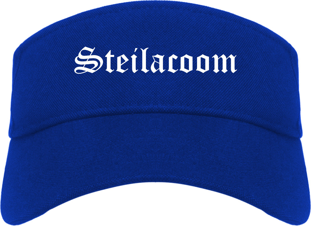 Steilacoom Washington WA Old English Mens Visor Cap Hat Royal Blue