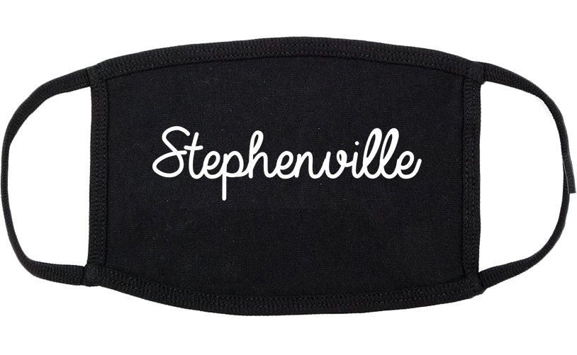 Stephenville Texas TX Script Cotton Face Mask Black
