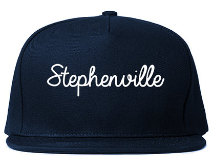 Stephenville Texas TX Script Mens Snapback Hat Navy Blue