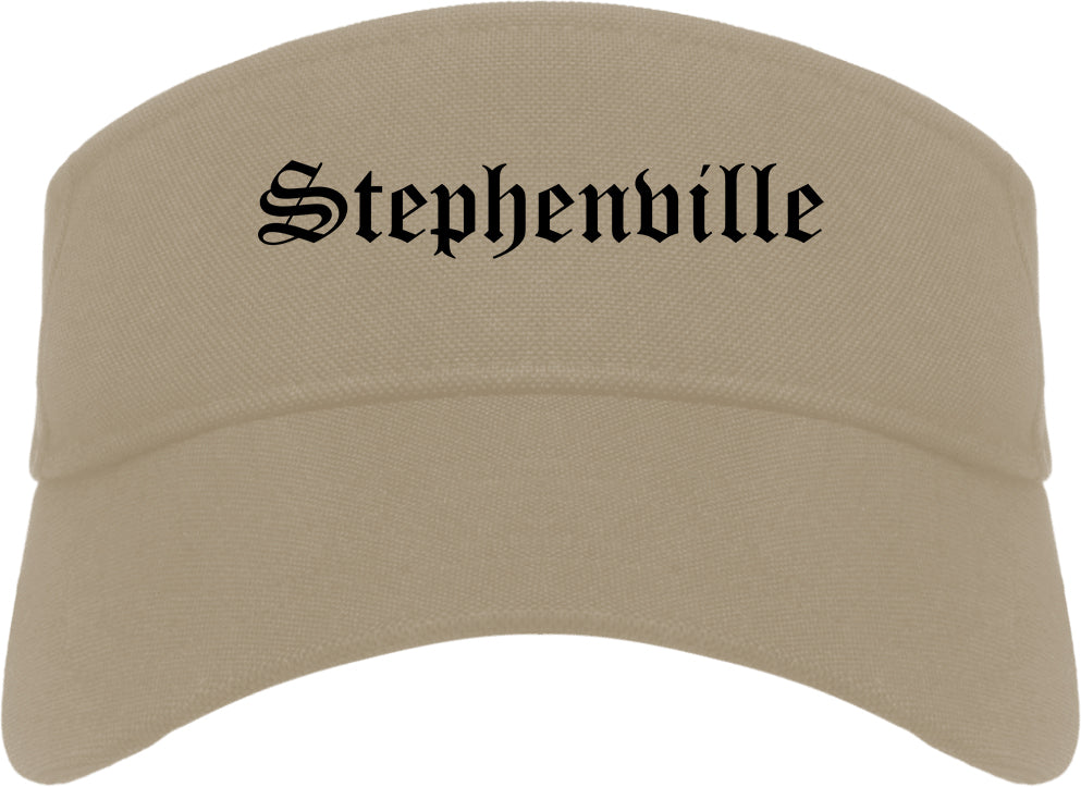 Stephenville Texas TX Old English Mens Visor Cap Hat Khaki