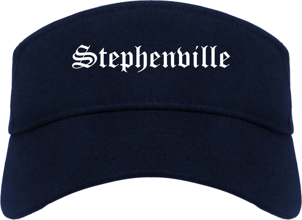 Stephenville Texas TX Old English Mens Visor Cap Hat Navy Blue