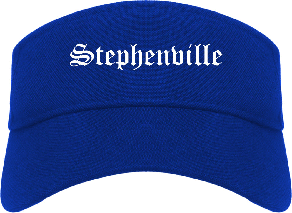 Stephenville Texas TX Old English Mens Visor Cap Hat Royal Blue