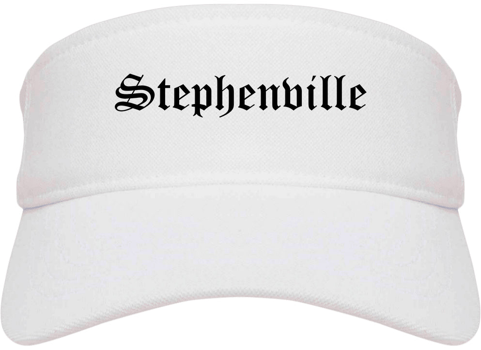 Stephenville Texas TX Old English Mens Visor Cap Hat White