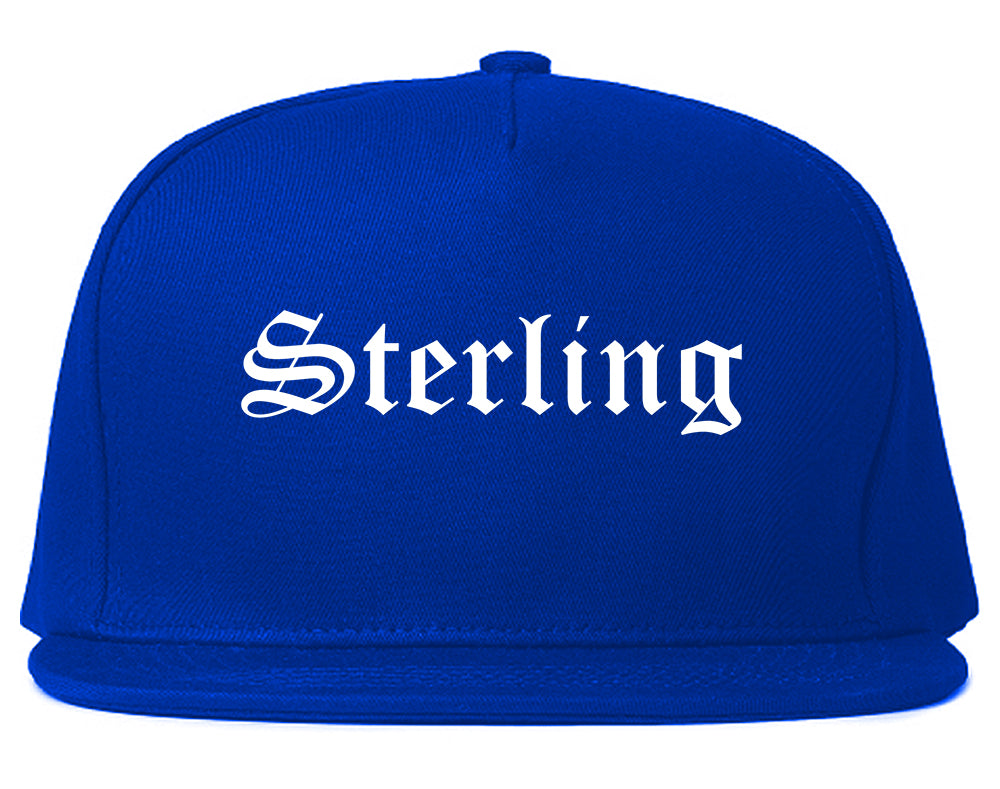 Sterling Colorado CO Old English Mens Snapback Hat Royal Blue