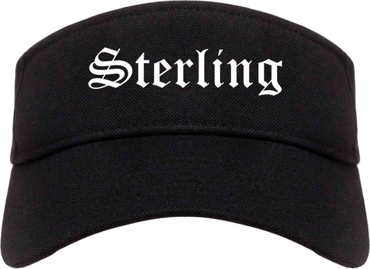 Sterling Colorado CO Old English Mens Visor Cap Hat Black