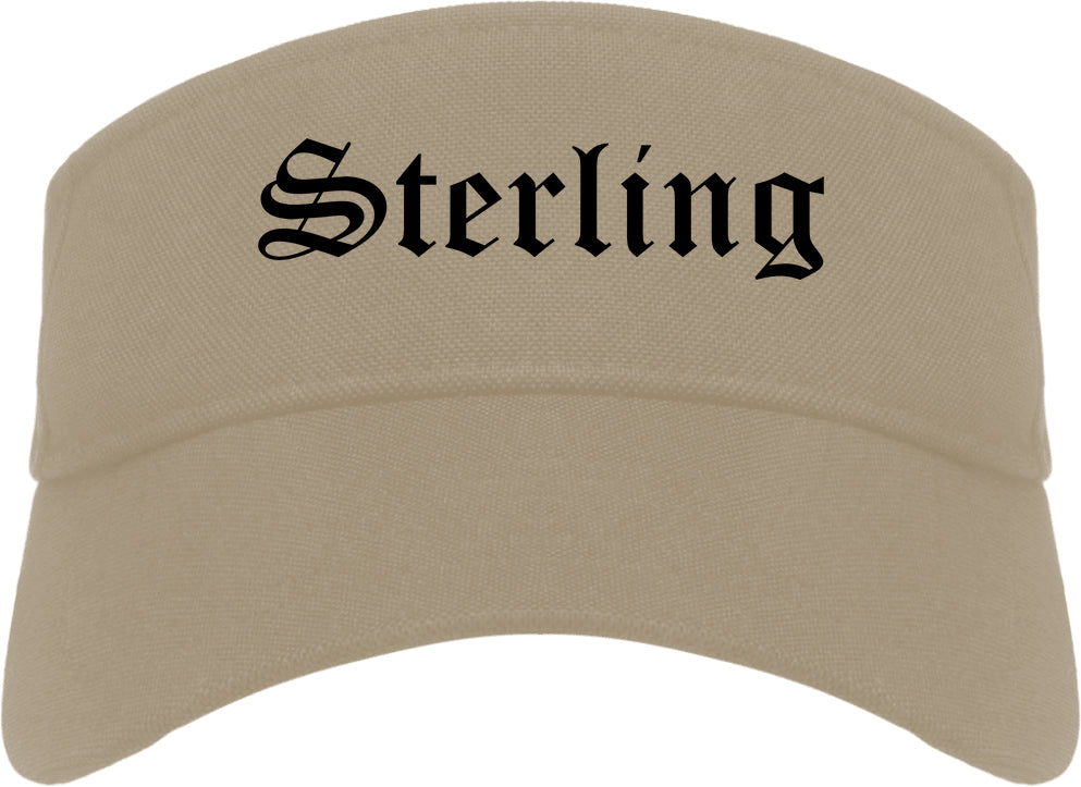 Sterling Colorado CO Old English Mens Visor Cap Hat Khaki