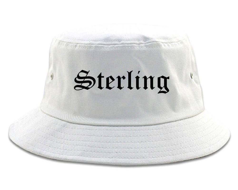 Sterling Colorado CO Old English Mens Bucket Hat White