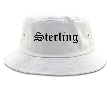 Sterling Colorado CO Old English Mens Bucket Hat White