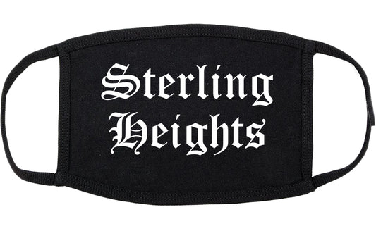 Sterling Heights Michigan MI Old English Cotton Face Mask Black