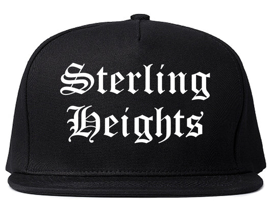 Sterling Heights Michigan MI Old English Mens Snapback Hat Black