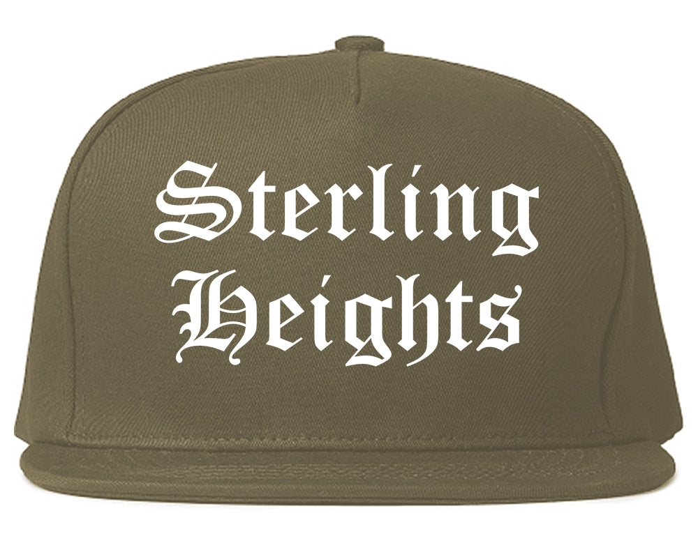 Sterling Heights Michigan MI Old English Mens Snapback Hat Grey