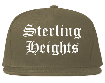 Sterling Heights Michigan MI Old English Mens Snapback Hat Grey