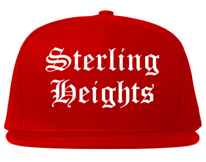 Sterling Heights Michigan MI Old English Mens Snapback Hat Red