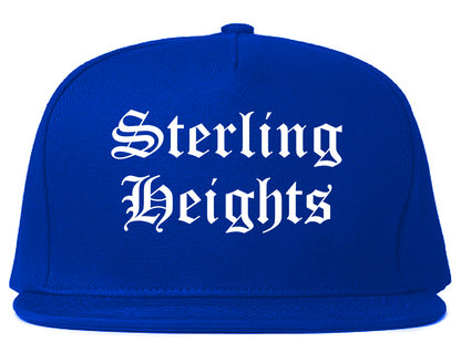 Sterling Heights Michigan MI Old English Mens Snapback Hat Royal Blue